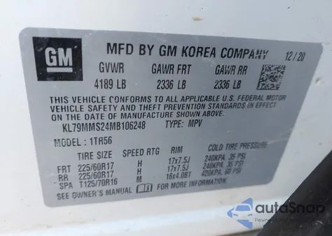 2021 Chevrolet Trailblazer Fwd Ls from USA, damaged, VIN KL79MMS24MB106248